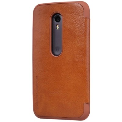 Greznais „Nillkin“ Qin sērijas ādas atvērams brūns Motorola Moto G 3rd (3 Gen) maciņš / Vacins.lv