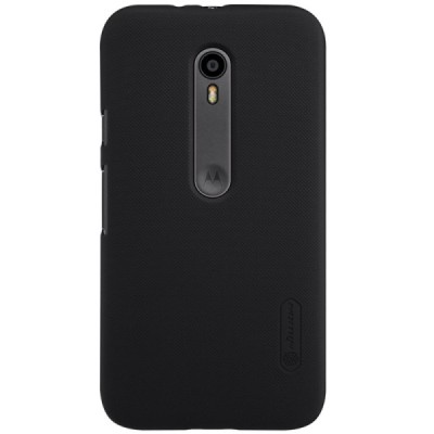 Motorola Moto G 3rd (3 Gen) Nillkin Frosted Shield melns plastmasas apvalks + ekrāna aizsargplēve / Vacins.lv