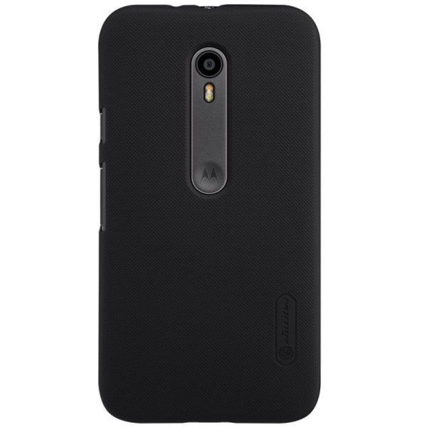 „Nillkin“ Frosted Shield dėklas - juodas + apsauginė ekrano plėvelė (Moto G 3 kartos)