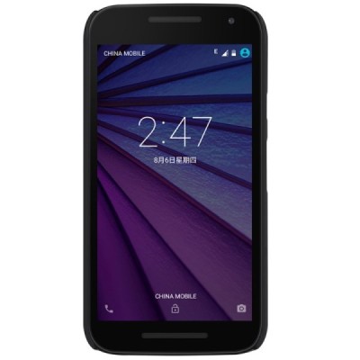 Motorola Moto G 3 kartos (Gen 3) Nillkin Frosted Shield juodas plastikinis dėklas + apsauginė ekrano plėvelė / Priedai.lt