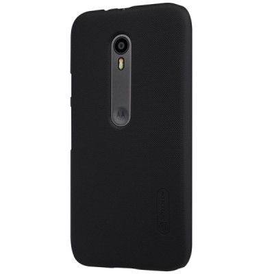 Motorola Moto G 3 kartos (Gen 3) Nillkin Frosted Shield juodas plastikinis dėklas + apsauginė ekrano plėvelė / Priedai.lt