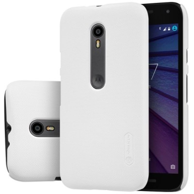 Motorola Moto G 3rd (3 Gen) Nillkin Frosted Shield balts plastmasas apvalks + ekrāna aizsargplēve / Vacins.lv