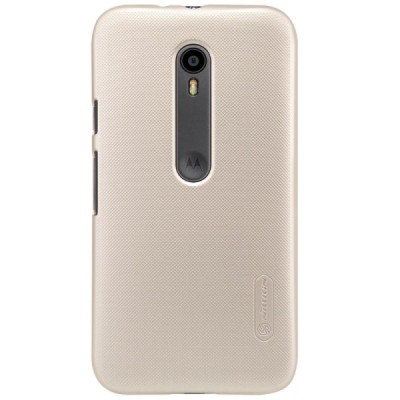 Motorola Moto G 3rd (3 Gen) Nillkin Frosted Shield zelta plastmasas apvalks + ekrāna aizsargplēve / Vacins.lv