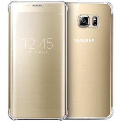 Samsung Galaxy S6 Edge+ Plus (G928) originalus Clear View Cover atverčiamas auksinis dėklas / Priedai.lt