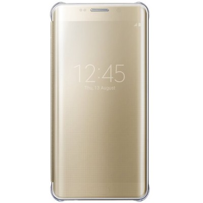 Samsung Galaxy S6 Edge+ Plus (G928) originalus Clear View Cover atverčiamas auksinis dėklas / Priedai.lt