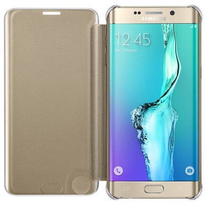 Samsung Galaxy S6 Edge+ Plus (G928) originalus Clear View Cover atverčiamas auksinis dėklas / Priedai.lt