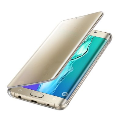 Samsung Galaxy S6 Edge+ Plus (G928) originalus Clear View Cover atverčiamas auksinis dėklas / Priedai.lt