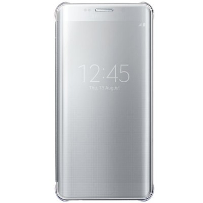 Samsung Galaxy S6 Edge+ Plus (G928) originalus Clear View Cover atverčiamas sidabrinis dėklas / Priedai.lt