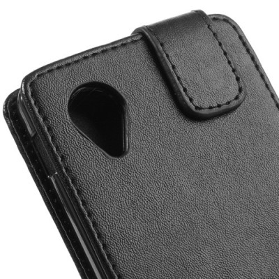 LG Nexus 5 E980 klasisks ādas vertikāli atvēramais melns futrālis / Vacins.lv