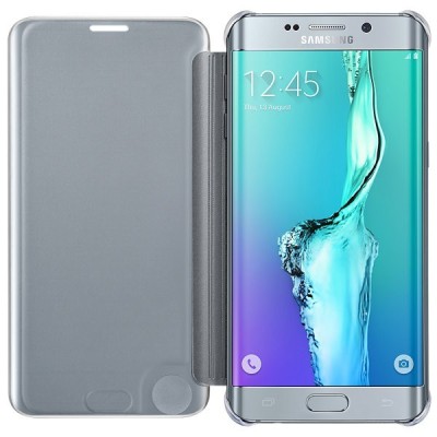 Samsung Galaxy S6 Edge+ Plus (G928) originalus Clear View Cover atverčiamas sidabrinis dėklas / Priedai.lt