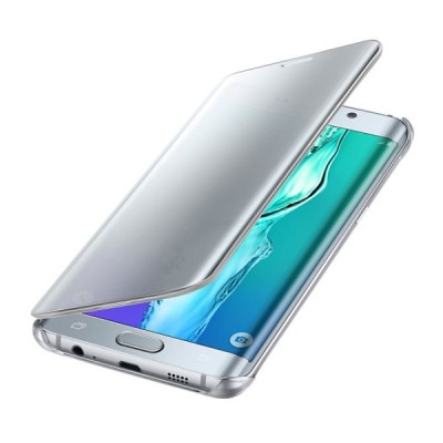 Samsung Galaxy S6 Edge+ Plus (G928) originalus Clear View Cover atverčiamas sidabrinis dėklas / Priedai.lt