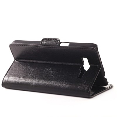 Samsung Galaxy Grand Prime (G530) atvēramais ādas melns maciņš (maks) / Vacins.lv