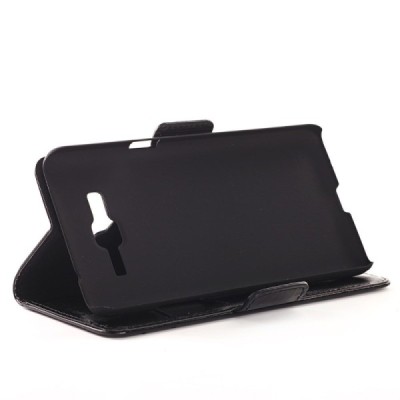 Samsung Galaxy Grand Prime (G530) atvēramais ādas melns maciņš (maks) / Vacins.lv