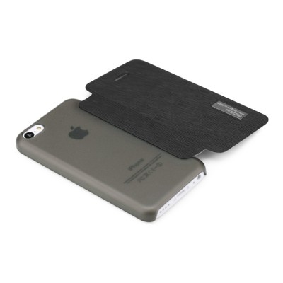 Apple iPhone 5C Rock Elegant atvēramais melns futrālis / Vacins.lv