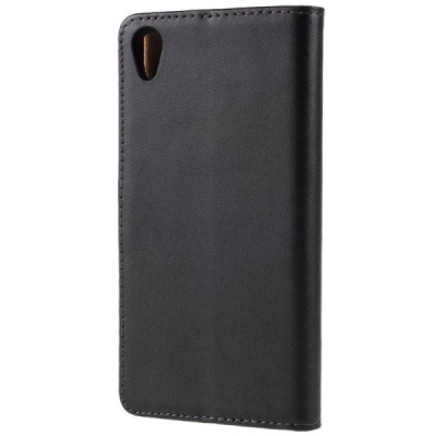 Sony Xperia Z5 atvēramais ādas melns maciņš (maks) / Vacins.lv