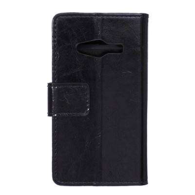 Samsung Galaxy Trend 2 Lite (G318) atvēramais ādas melns maciņš (maks) / Vacins.lv