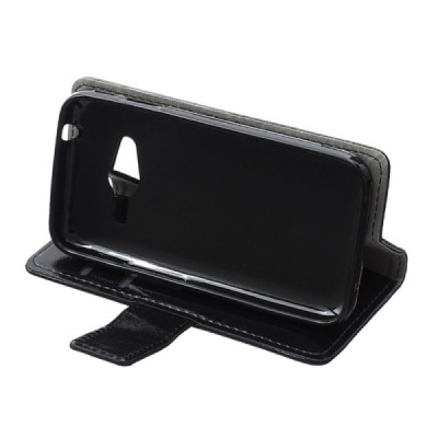 Samsung Galaxy Trend 2 Lite (G318) atvēramais ādas melns maciņš (maks) / Vacins.lv