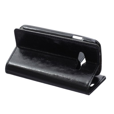 Samsung Galaxy Trend 2 Lite (G318) atvēramais ādas melns maciņš (maks) / Vacins.lv