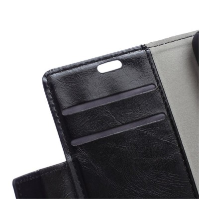 Samsung Galaxy Trend 2 Lite (G318) atvēramais ādas melns maciņš (maks) / Vacins.lv