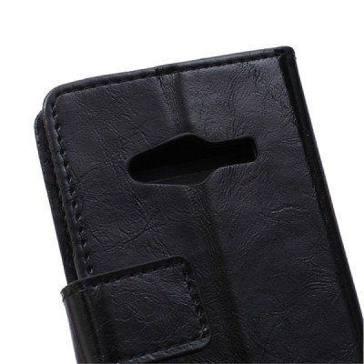 Samsung Galaxy Trend 2 Lite (G318) atvēramais ādas melns maciņš (maks) / Vacins.lv