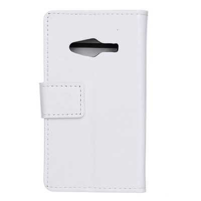 Samsung Galaxy Trend 2 Lite (G318) atvēramais ādas balts maciņš (maks) / Vacins.lv