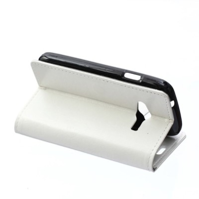 Samsung Galaxy Trend 2 Lite (G318) atvēramais ādas balts maciņš (maks) / Vacins.lv