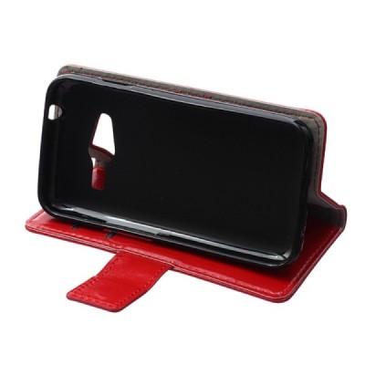 Samsung Galaxy Trend 2 Lite (G318) atvēramais ādas sarkans maciņš (maks) / Vacins.lv