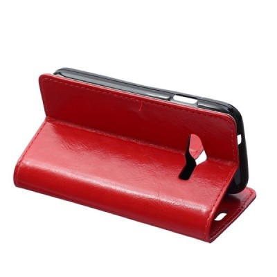 Samsung Galaxy Trend 2 Lite (G318) atvēramais ādas sarkans maciņš (maks) / Vacins.lv