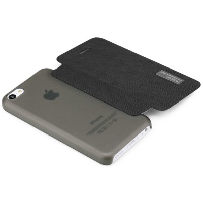 Apple iPhone 5C Rock Elegant atvēramais melns futrālis / Vacins.lv