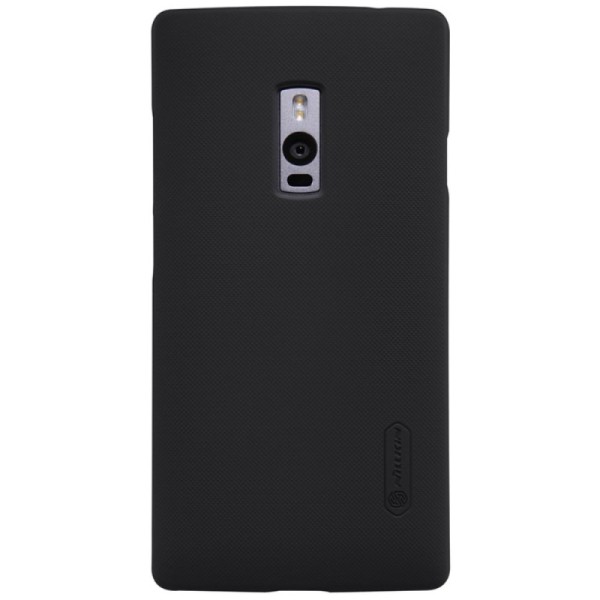 „Nillkin“ Frosted Shield apvalks - melns + ekrāna aizsargplēve (OnePlus 2)