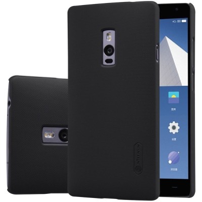 OnePlus 2 (Two) Nillkin Frosted Shield melns plastmasas apvalks + ekrāna aizsargplēve / Vacins.lv