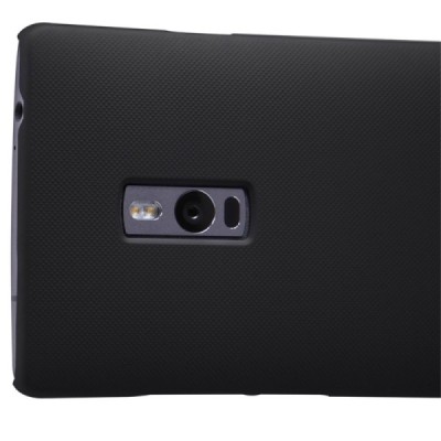 OnePlus 2 (Two) Nillkin Frosted Shield melns plastmasas apvalks + ekrāna aizsargplēve / Vacins.lv