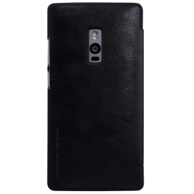 Greznais „Nillkin“ Qin sērijas ādas atvērams melns OnePlus 2 (Two) maciņš / Vacins.lv