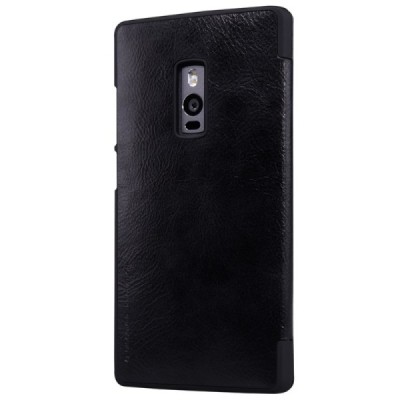 Greznais „Nillkin“ Qin sērijas ādas atvērams melns OnePlus 2 (Two) maciņš / Vacins.lv