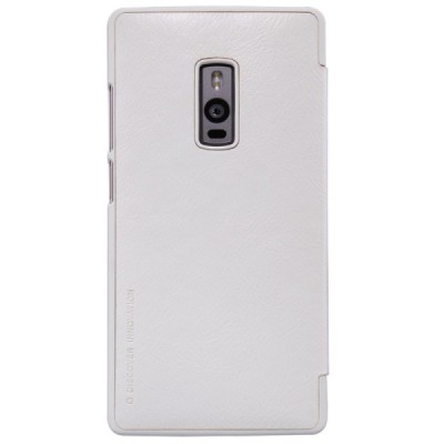 Greznais „Nillkin“ Qin sērijas ādas atvērams balts OnePlus 2 (Two) maciņš / Vacins.lv