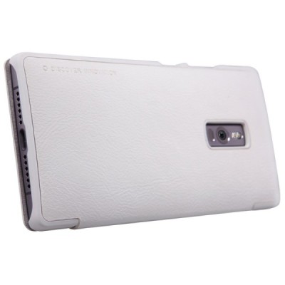 Greznais „Nillkin“ Qin sērijas ādas atvērams balts OnePlus 2 (Two) maciņš / Vacins.lv