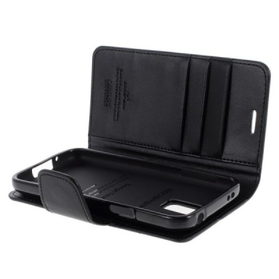 Mercury Sonata atverčiamas Samsung Galaxy S5 mini (G800) juodas odinis dėklas - piniginė / Priedai.lt