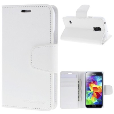 Mercury Sonata Samsung Galaxy S5 mini (G800) atvērams balts ādas maciņš / Vacins.lv