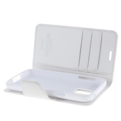 Mercury Sonata atverčiamas Samsung Galaxy S5 mini (G800) baltas odinis dėklas - piniginė / Priedai.lt