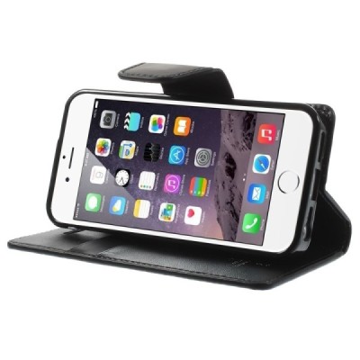 Mercury Sonata atverčiamas Apple iPhone SE (5, 5s) juodas odinis dėklas - piniginė / Priedai.lt