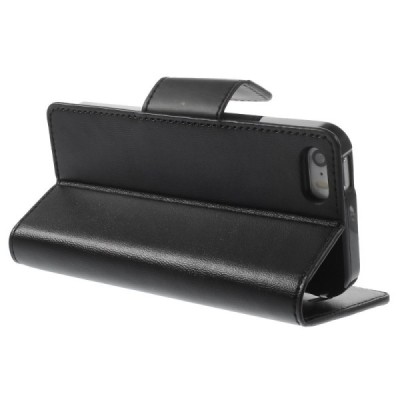Mercury Sonata atverčiamas Apple iPhone SE (5, 5s) juodas odinis dėklas - piniginė / Priedai.lt