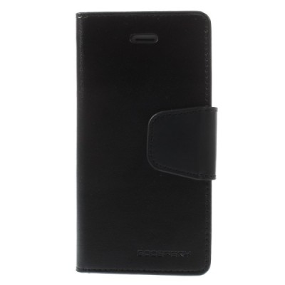 Mercury Sonata atverčiamas Apple iPhone SE (5, 5s) juodas odinis dėklas - piniginė / Priedai.lt