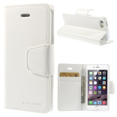 Mercury Sonata atverčiamas Apple iPhone SE (5, 5s) baltas odinis dėklas - piniginė / Priedai.lt