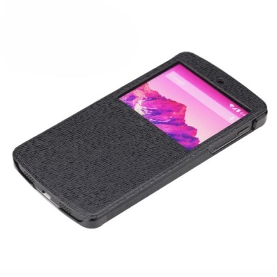 „ROCK“ Excel LG Nexus 5 E980 atvēramais melns s view maciņš / Vacins.lv