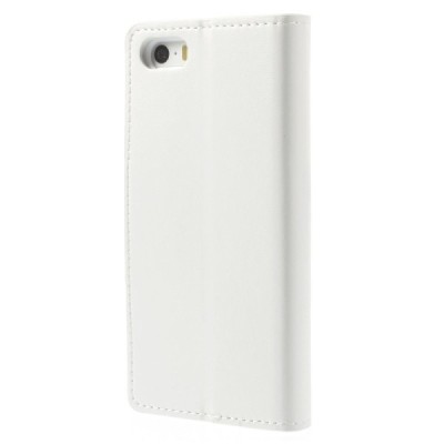 Mercury Sonata atverčiamas Apple iPhone SE (5, 5s) baltas odinis dėklas - piniginė / Priedai.lt