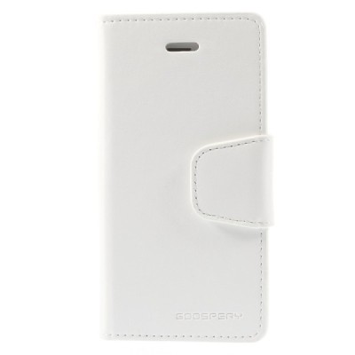 Mercury Sonata atverčiamas Apple iPhone SE (5, 5s) baltas odinis dėklas - piniginė / Priedai.lt