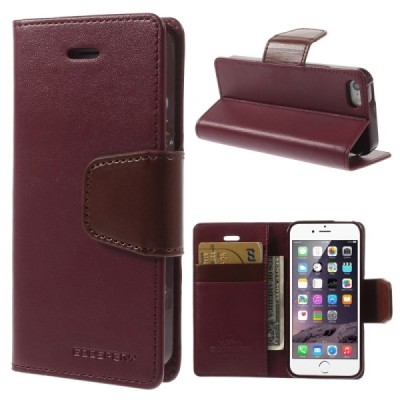 Mercury Sonata atverčiamas Apple iPhone SE (5, 5s) bordo odinis dėklas - piniginė / Priedai.lt