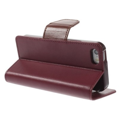 Mercury Sonata atverčiamas Apple iPhone SE (5, 5s) bordo odinis dėklas - piniginė / Priedai.lt