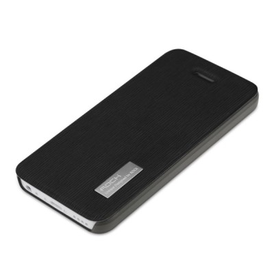 Apple iPhone 5C Rock Elegant atvēramais melns futrālis / Vacins.lv