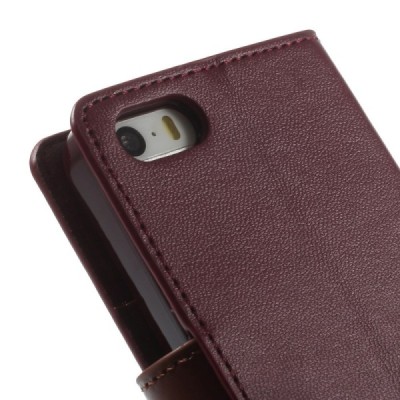 Mercury Sonata atverčiamas Apple iPhone SE (5, 5s) bordo odinis dėklas - piniginė / Priedai.lt